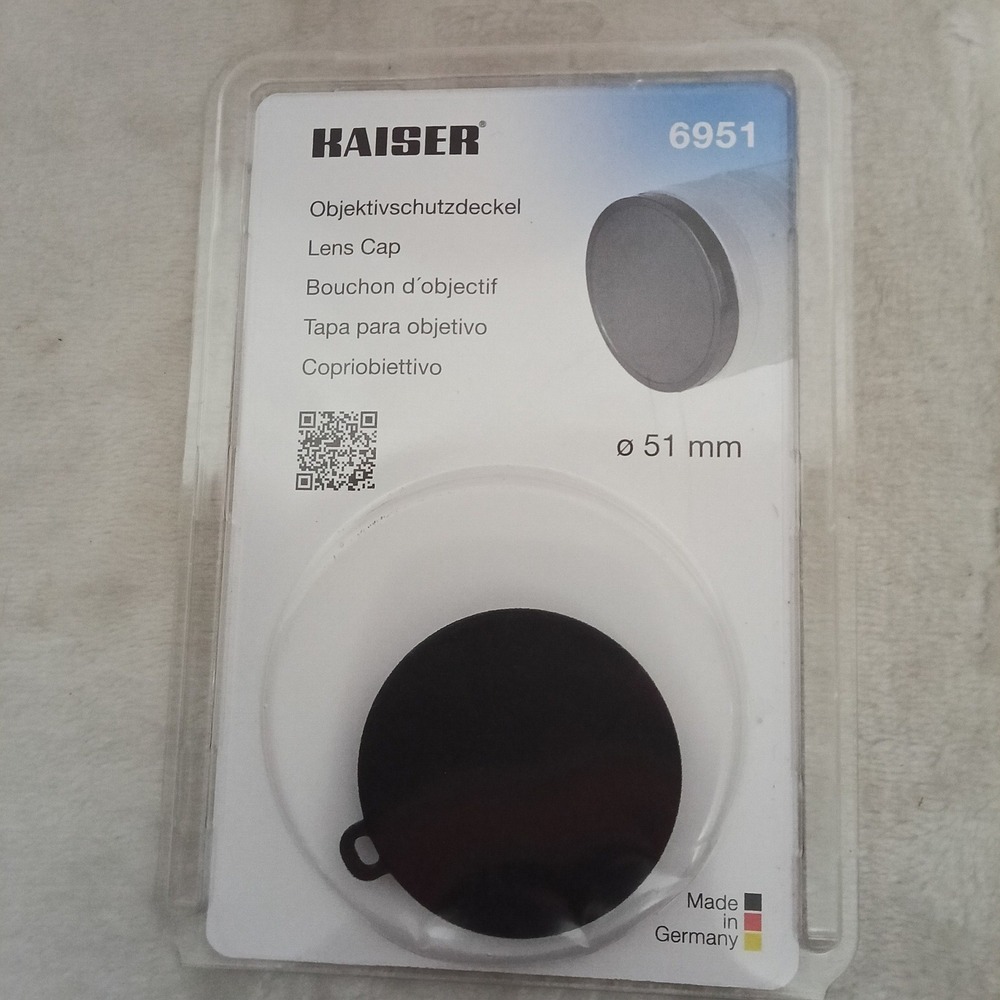 Kaiser 6951 Push-On Lens Cap 51mm Black Made in Germany New